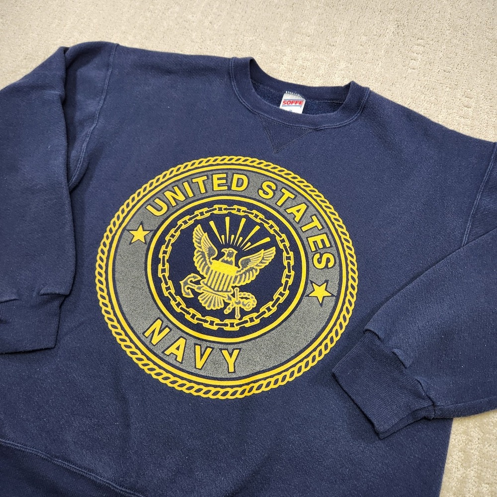 Vintage 90s United States Navy Sweatshirt Adult Medium Soffe Crewneck‎ Fleece